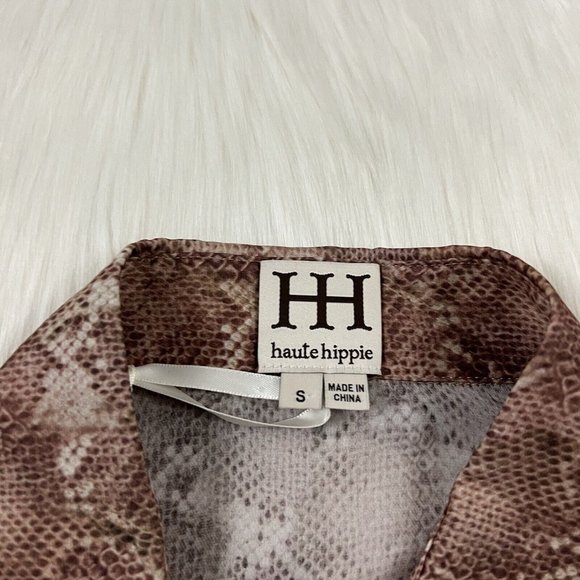 Haute Hippie Women's Size Small Brown Snake Print Silk Shirt Blouse Top - Picture 4 of 10